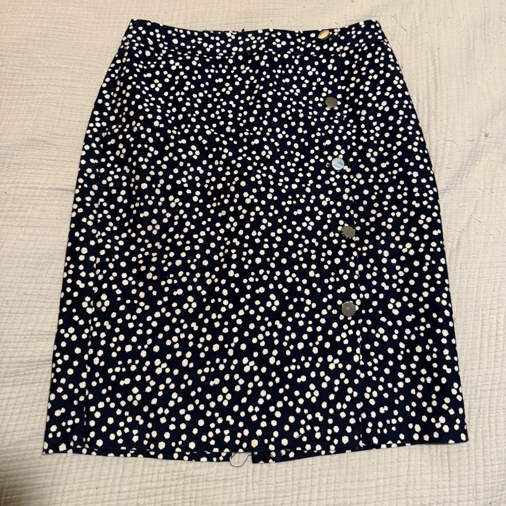 Talbots Navy and White Polka Dot Pencil Skirt